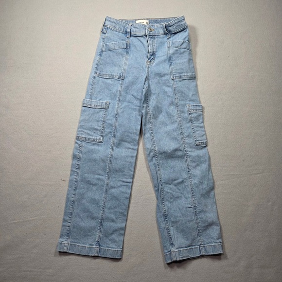 abercrombie kids Other - Abercrombie Kids High Rise Wide Leg Cargo Jeans - Light Wash - Youth Size 13/14